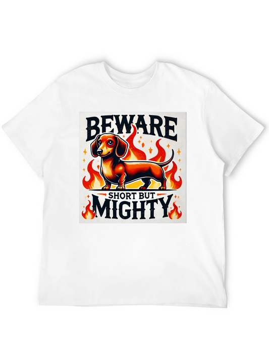 Beware Short But Mighty Dachshund Graphic Tee