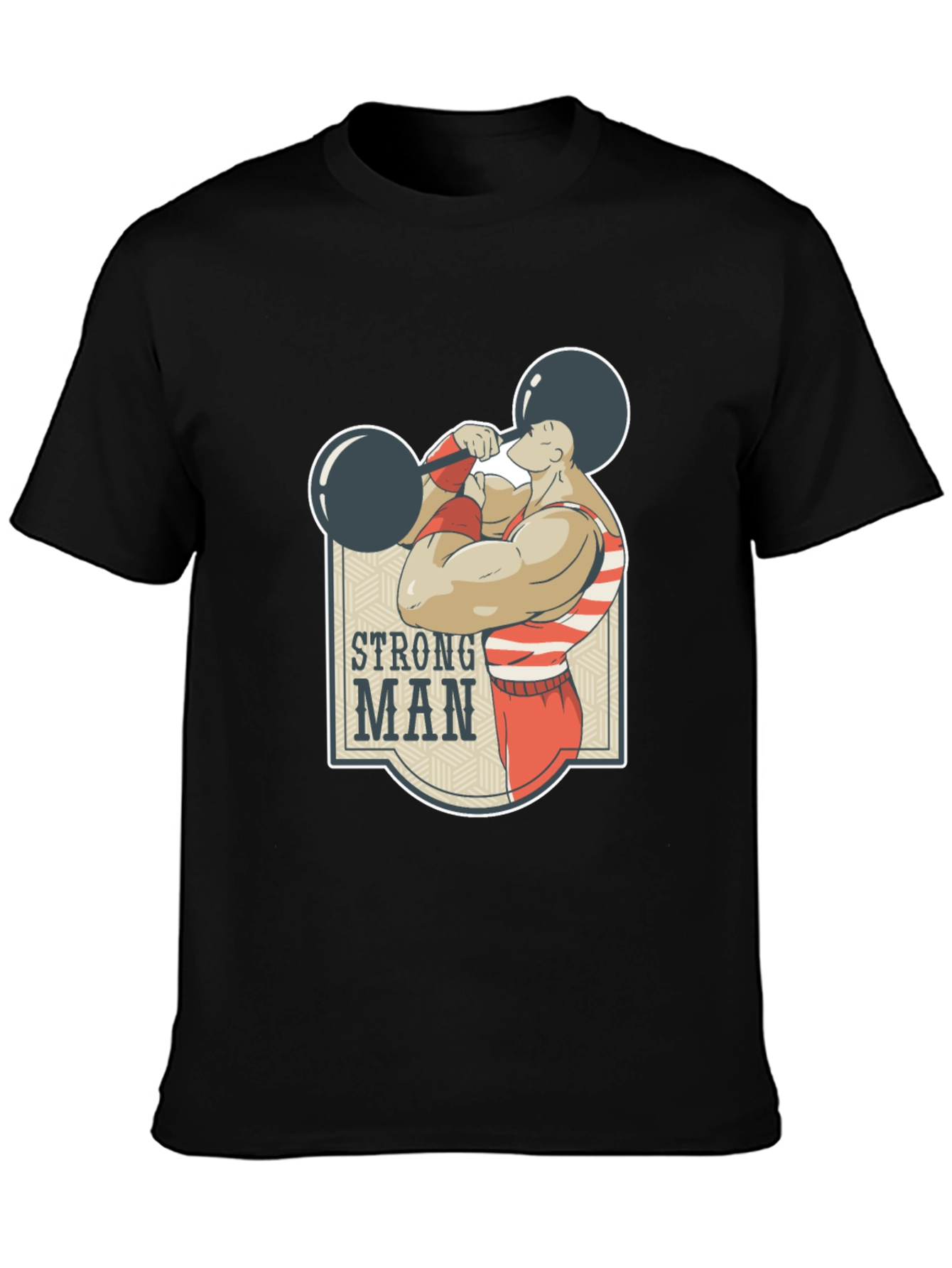 Strongman Graphic Tee - Black Cotton T-Shirt