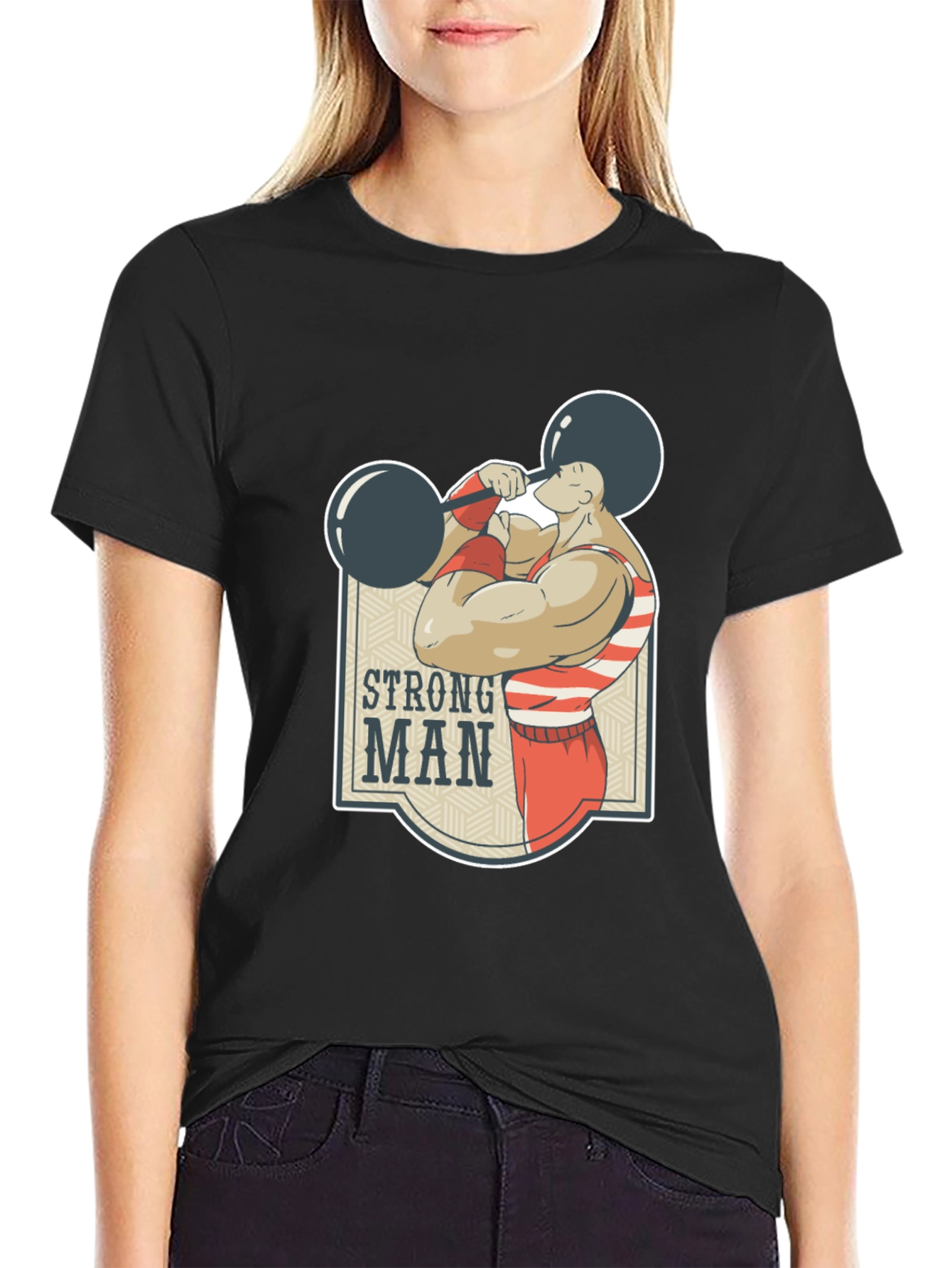 Strongman Graphic Tee - Black Cotton T-Shirt