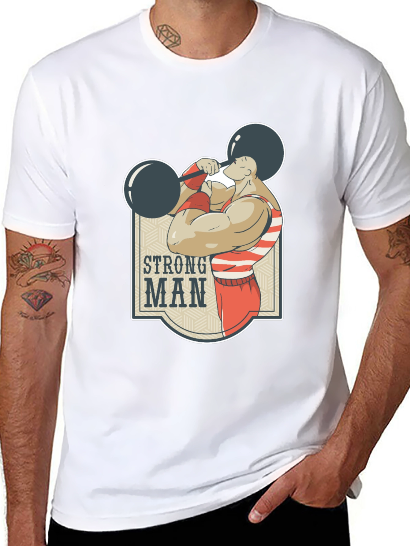 Strongman Graphic Tee - Black Cotton T-Shirt