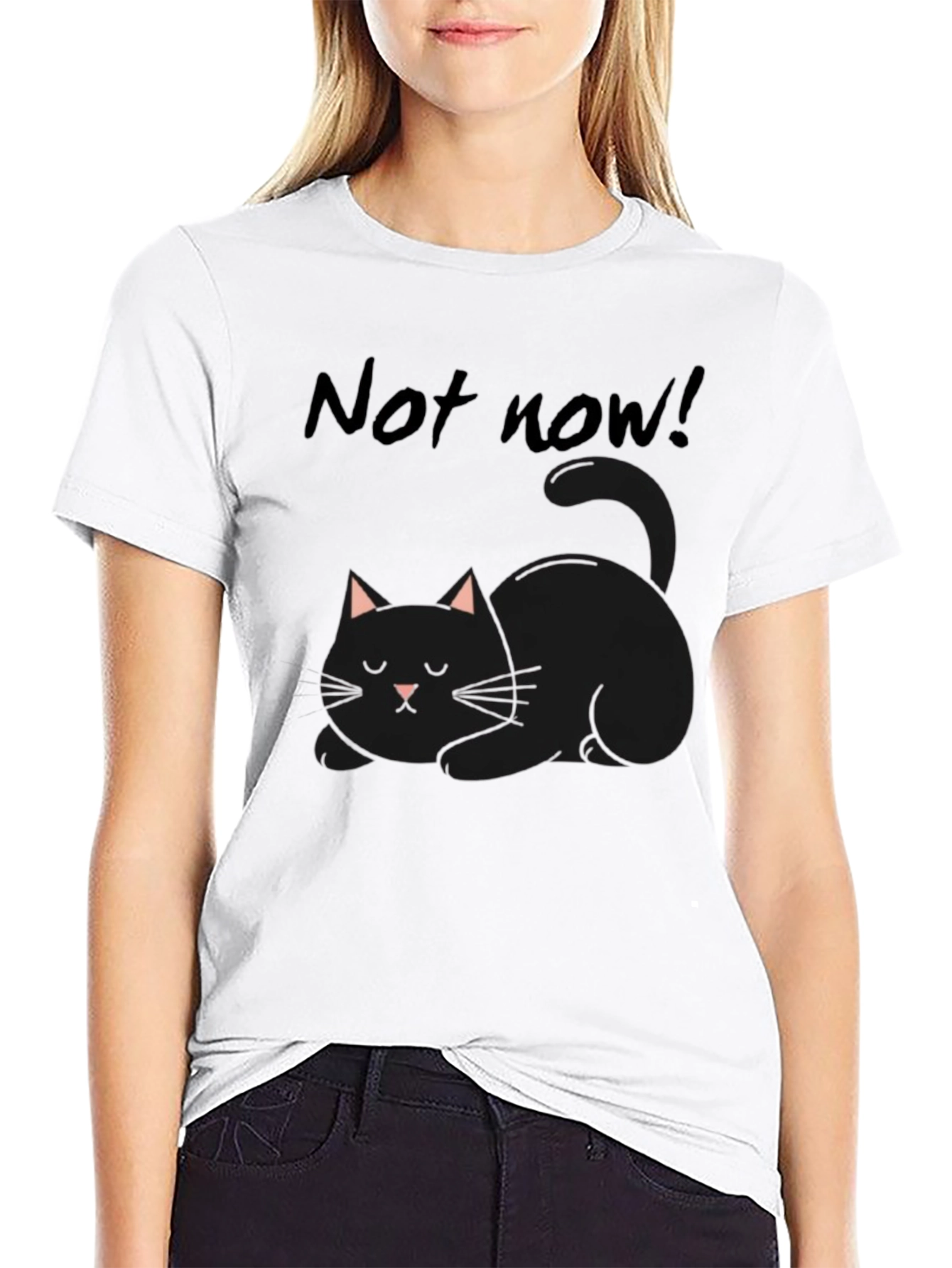 Not Now! Black Cat Graphic T-Shirt