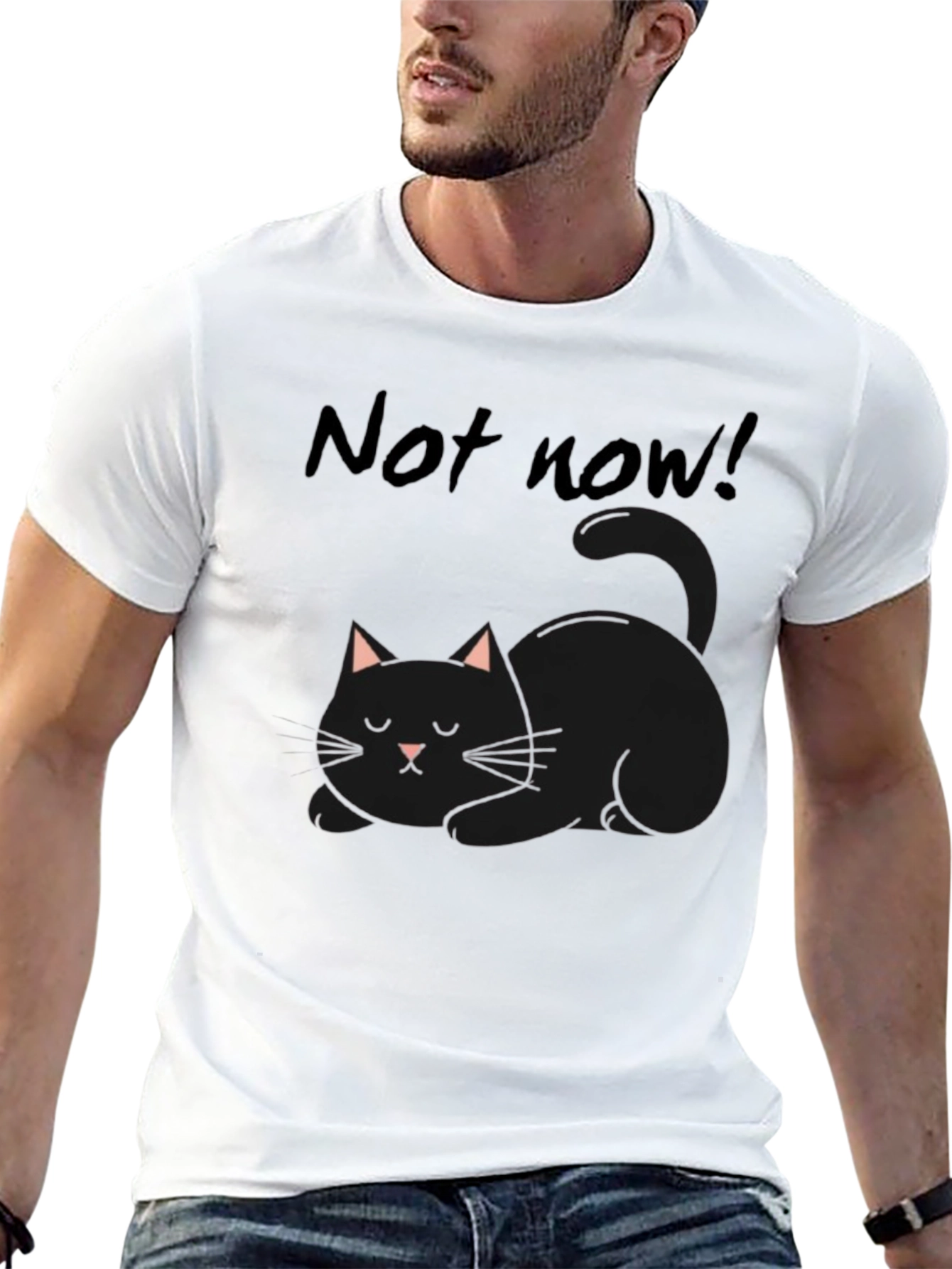 Not Now! Black Cat Graphic T-Shirt