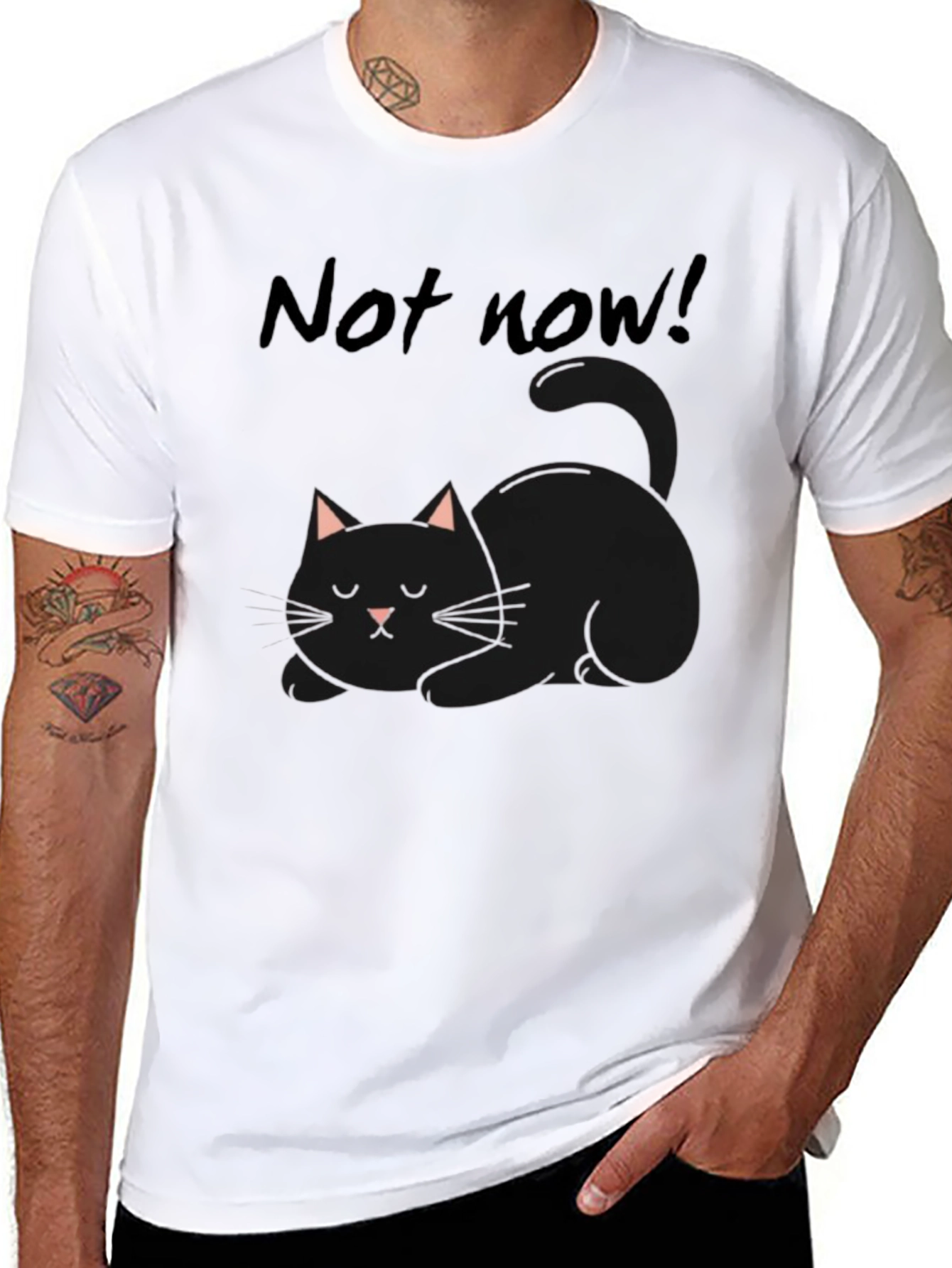 Not Now! Black Cat Graphic T-Shirt