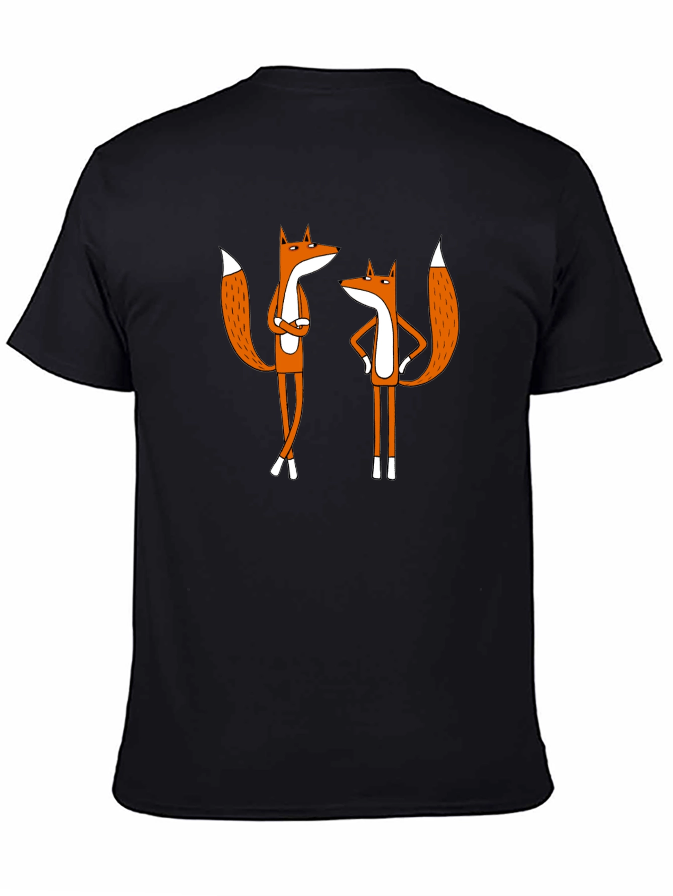 Funny Fox T-Shirt - Quirky Cartoon Design Black