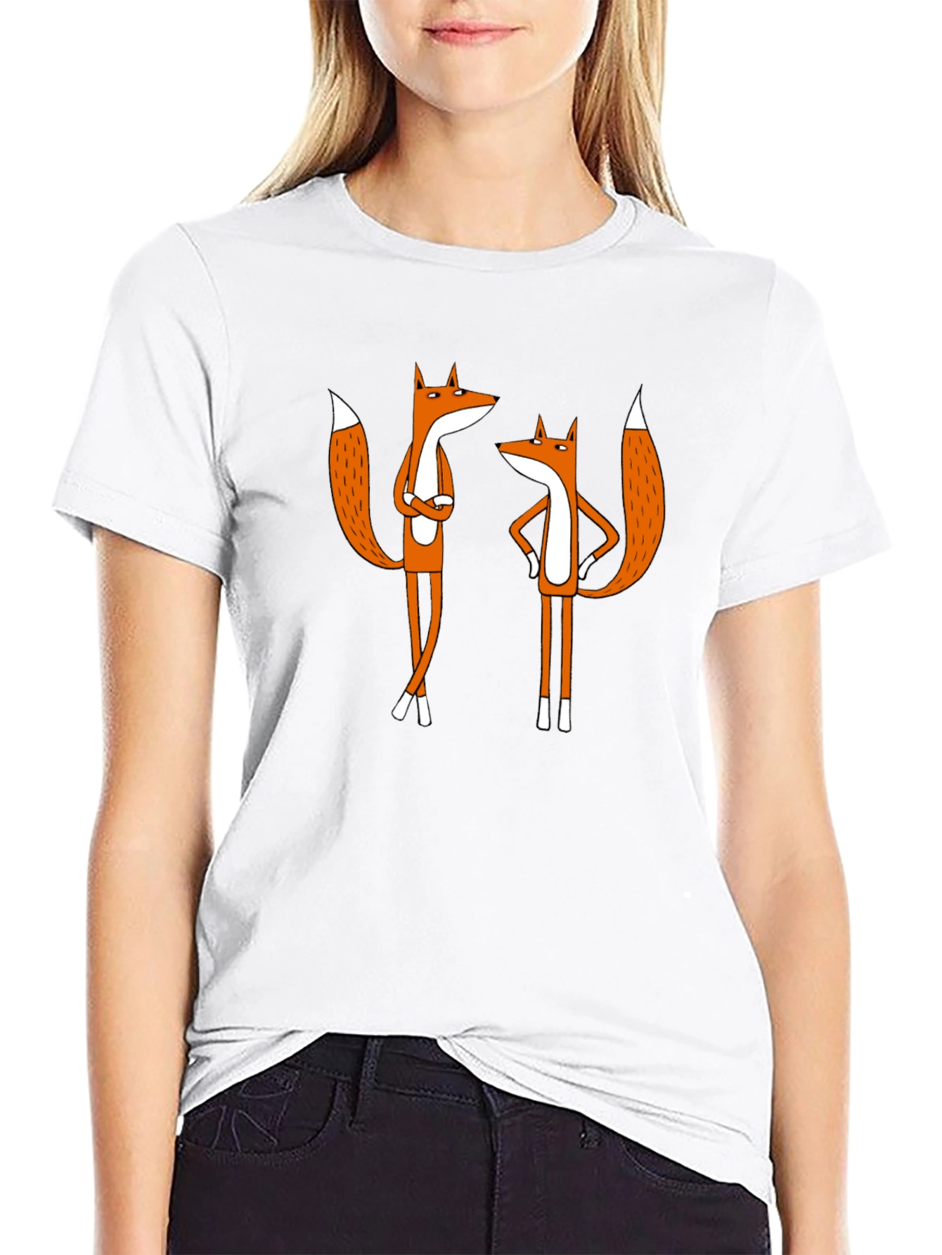 Funny Fox T-Shirt - Quirky Cartoon Design Black