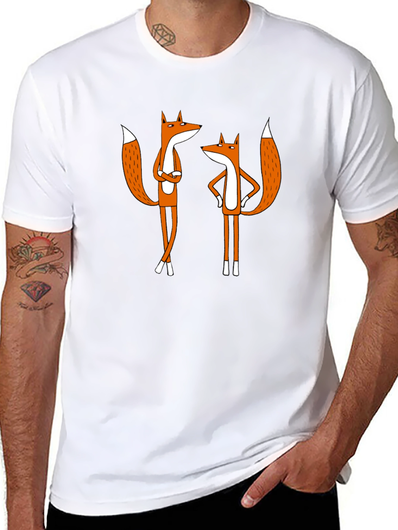 Funny Fox T-Shirt - Quirky Cartoon Design Black