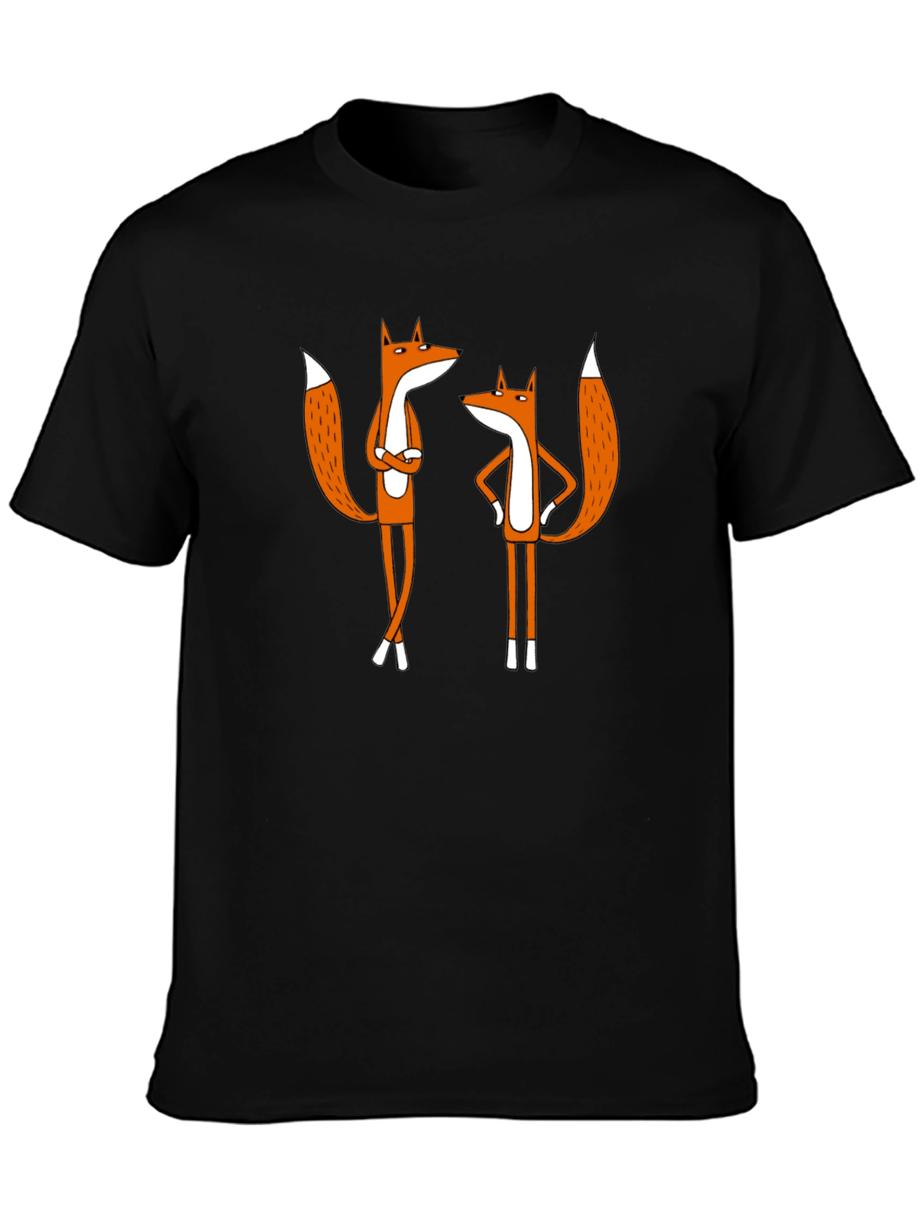 Funny Fox T-Shirt - Quirky Cartoon Design Black
