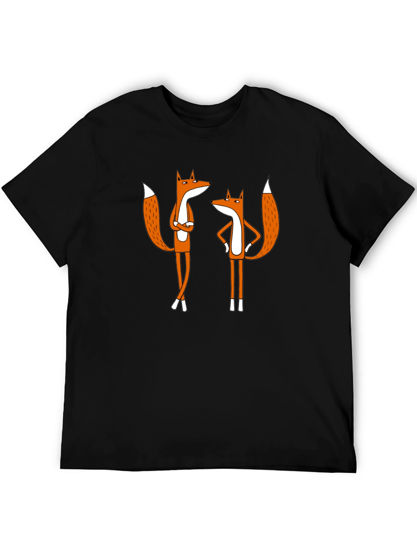 Funny Fox T-Shirt - Quirky Cartoon Design Black