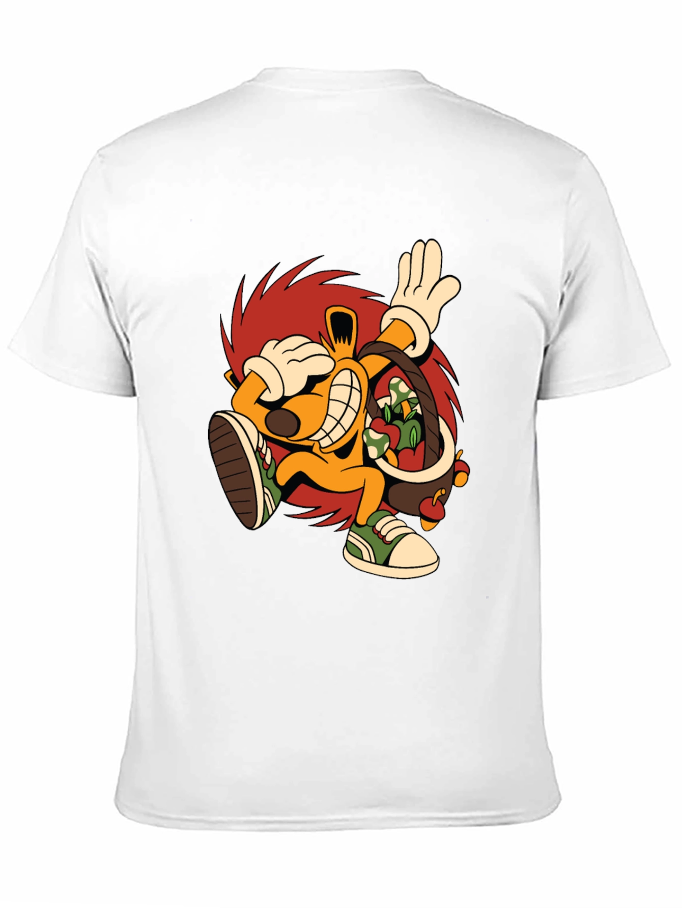 Cartoon Graphic Tee - Black Cotton Casual T-Shirt