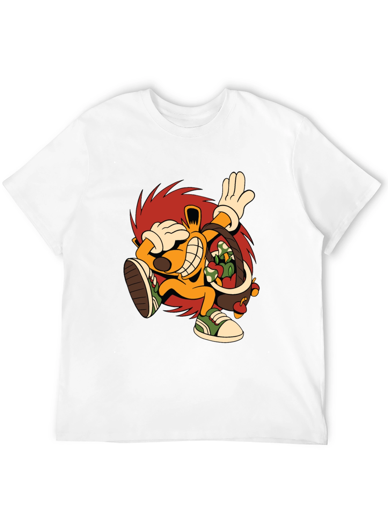 Cartoon Graphic Tee - Black Cotton Casual T-Shirt
