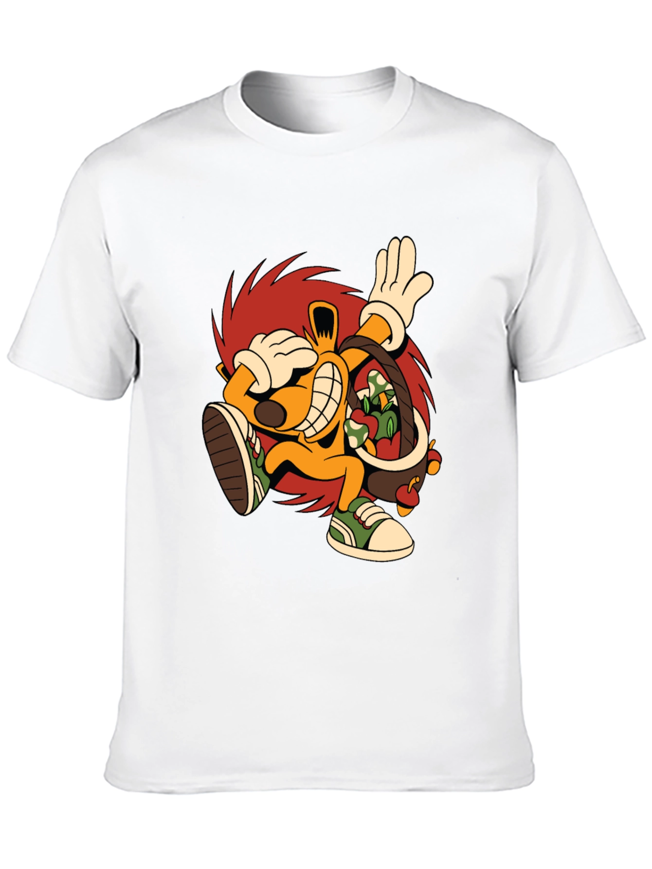 Cartoon Graphic Tee - Black Cotton Casual T-Shirt