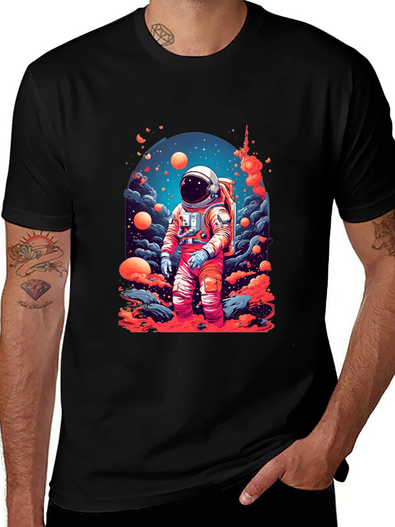 Astronaut Galaxy Print T-Shirt - Space Adventure Tee