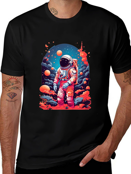 Astronaut Galaxy Print T-Shirt - Space Adventure Tee