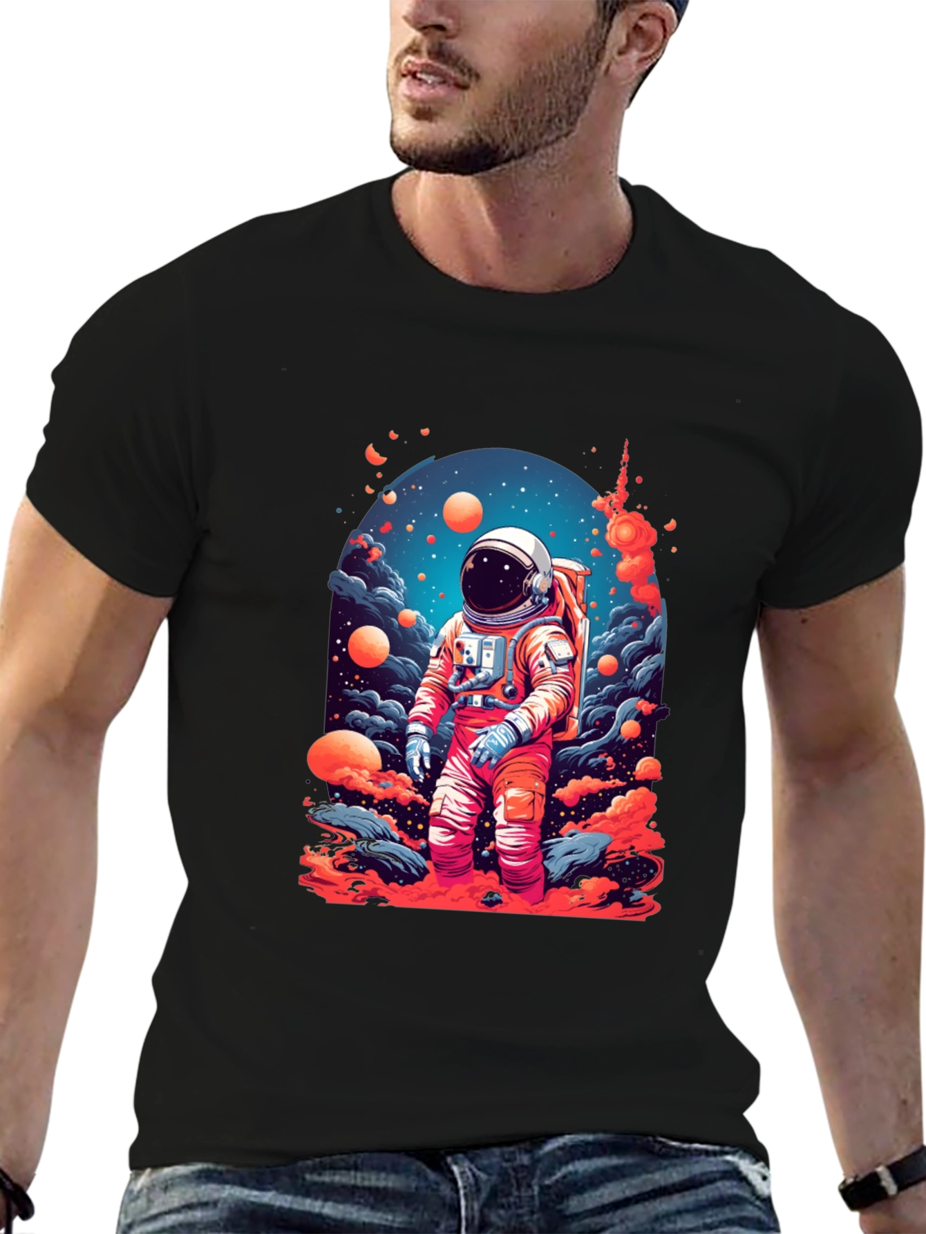 Astronaut Galaxy Print T-Shirt - Space Adventure Tee