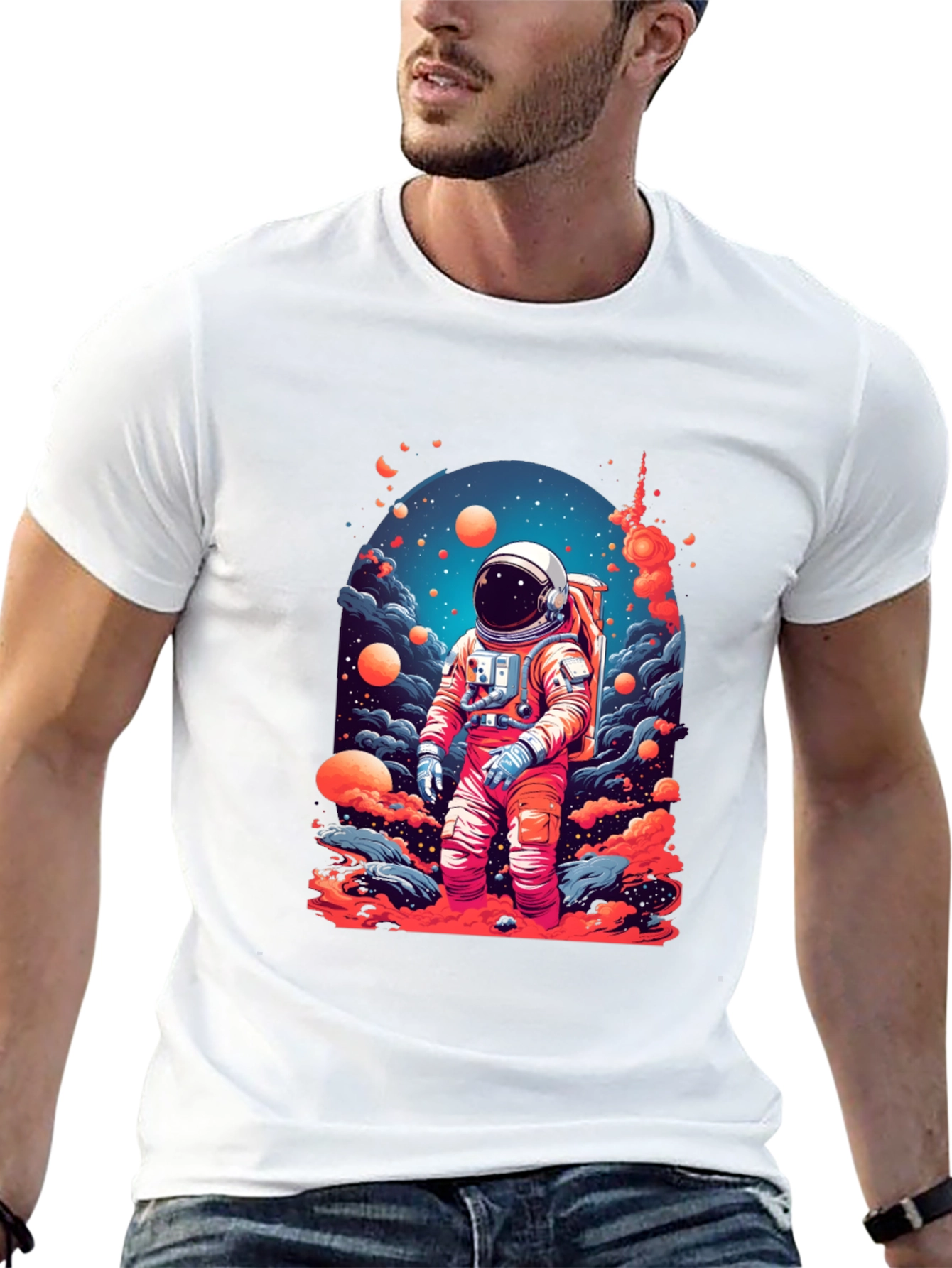 Astronaut Galaxy Print T-Shirt - Space Adventure Tee