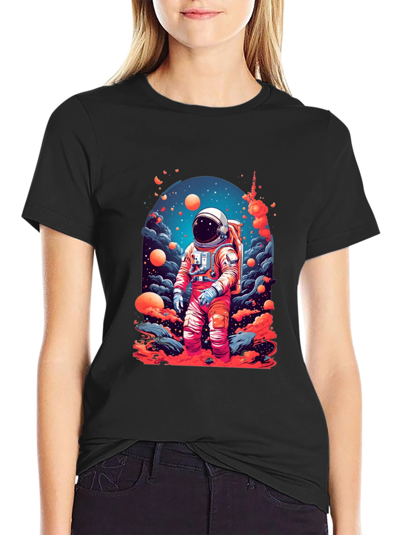 Astronaut Galaxy Print T-Shirt - Space Adventure Tee