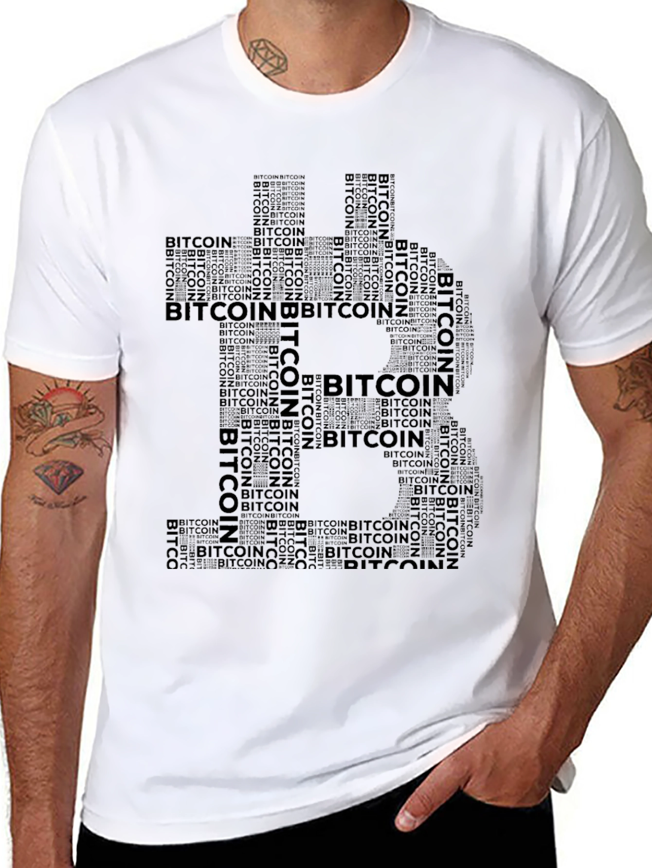 Bitcoin Word Art Black T-Shirt