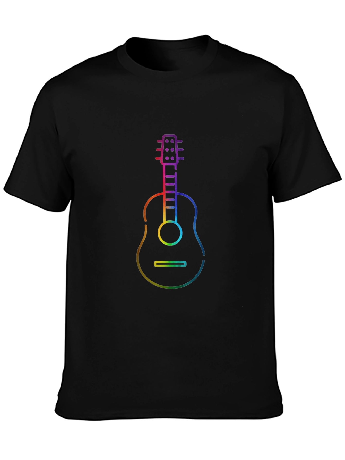 Rainbow Guitar Graphic Black T-Shirt