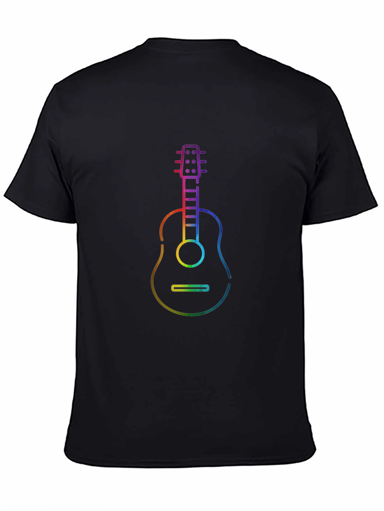Rainbow Guitar Graphic Black T-Shirt