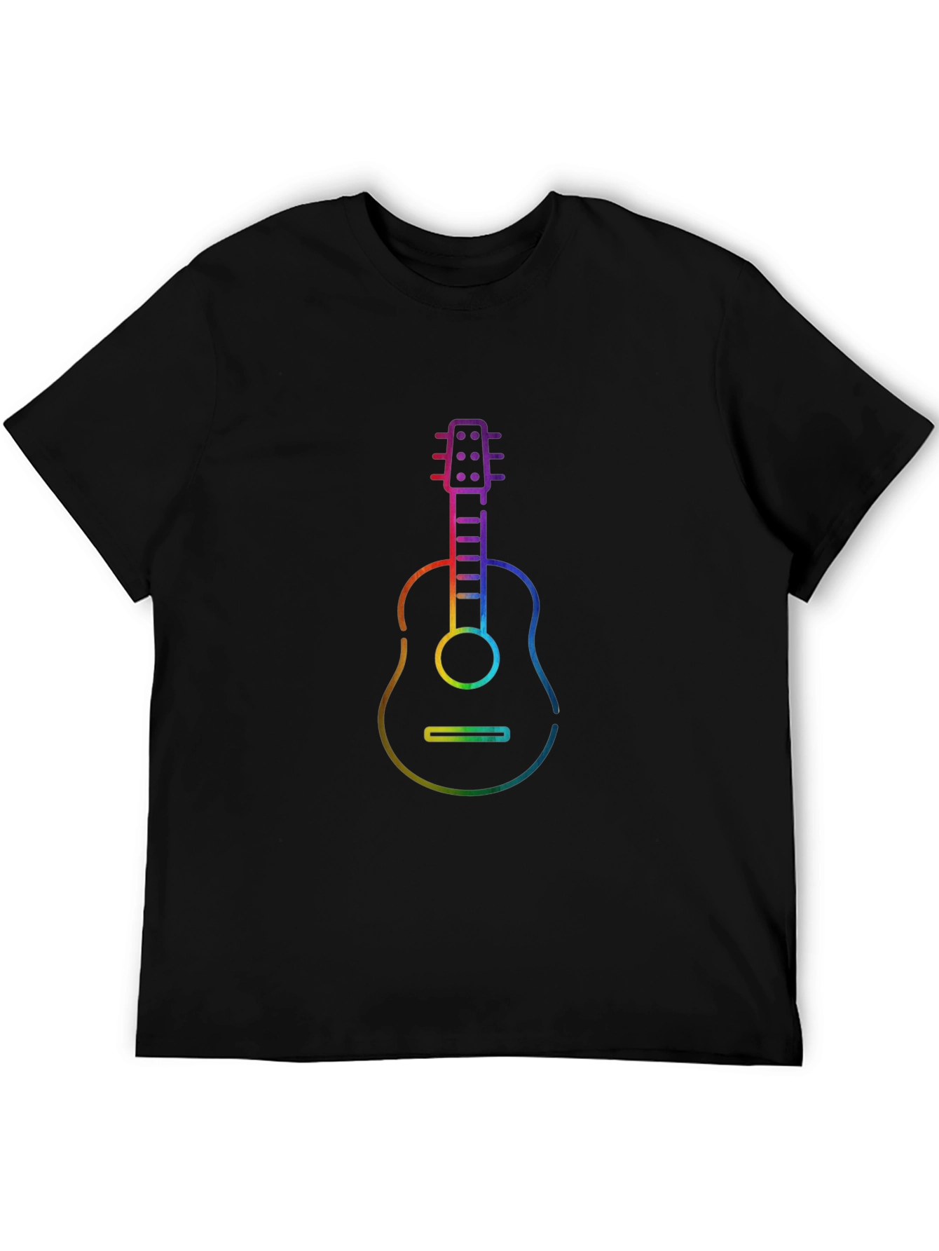 Rainbow Guitar Graphic Black T-Shirt