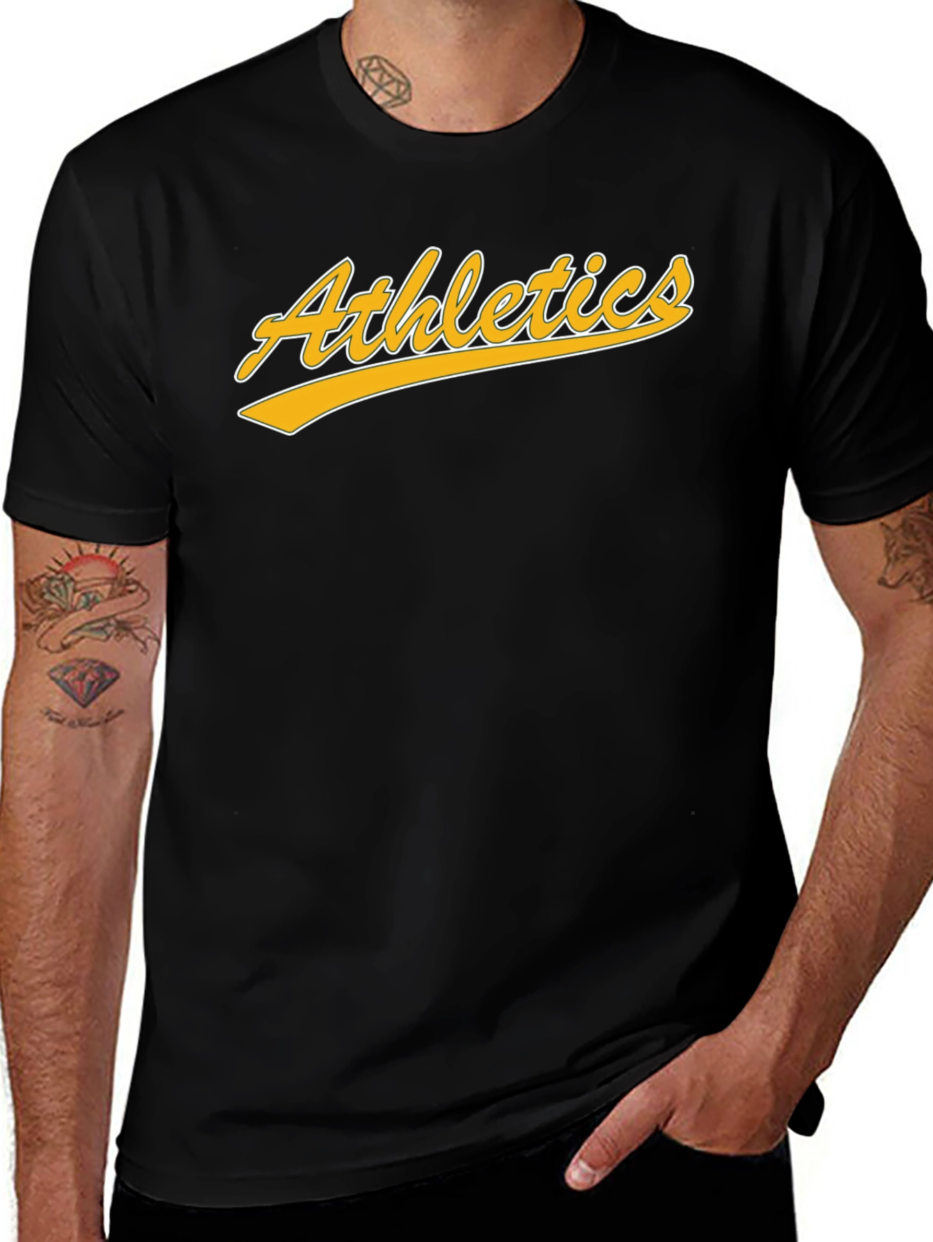 Mens Black T-Shirt - Athletics Graphic Tee