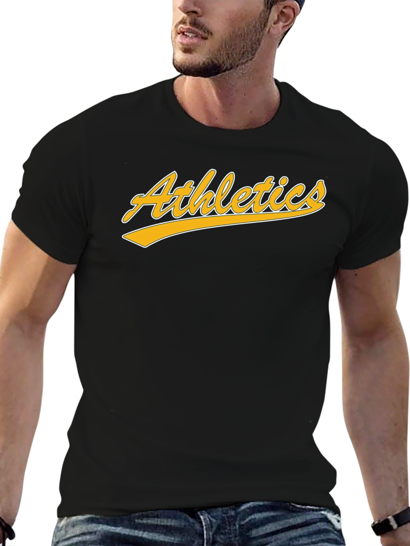 Mens Black T-Shirt - Athletics Graphic Tee