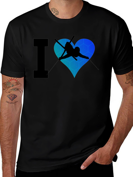 I Heart Skiing Black T-Shirt