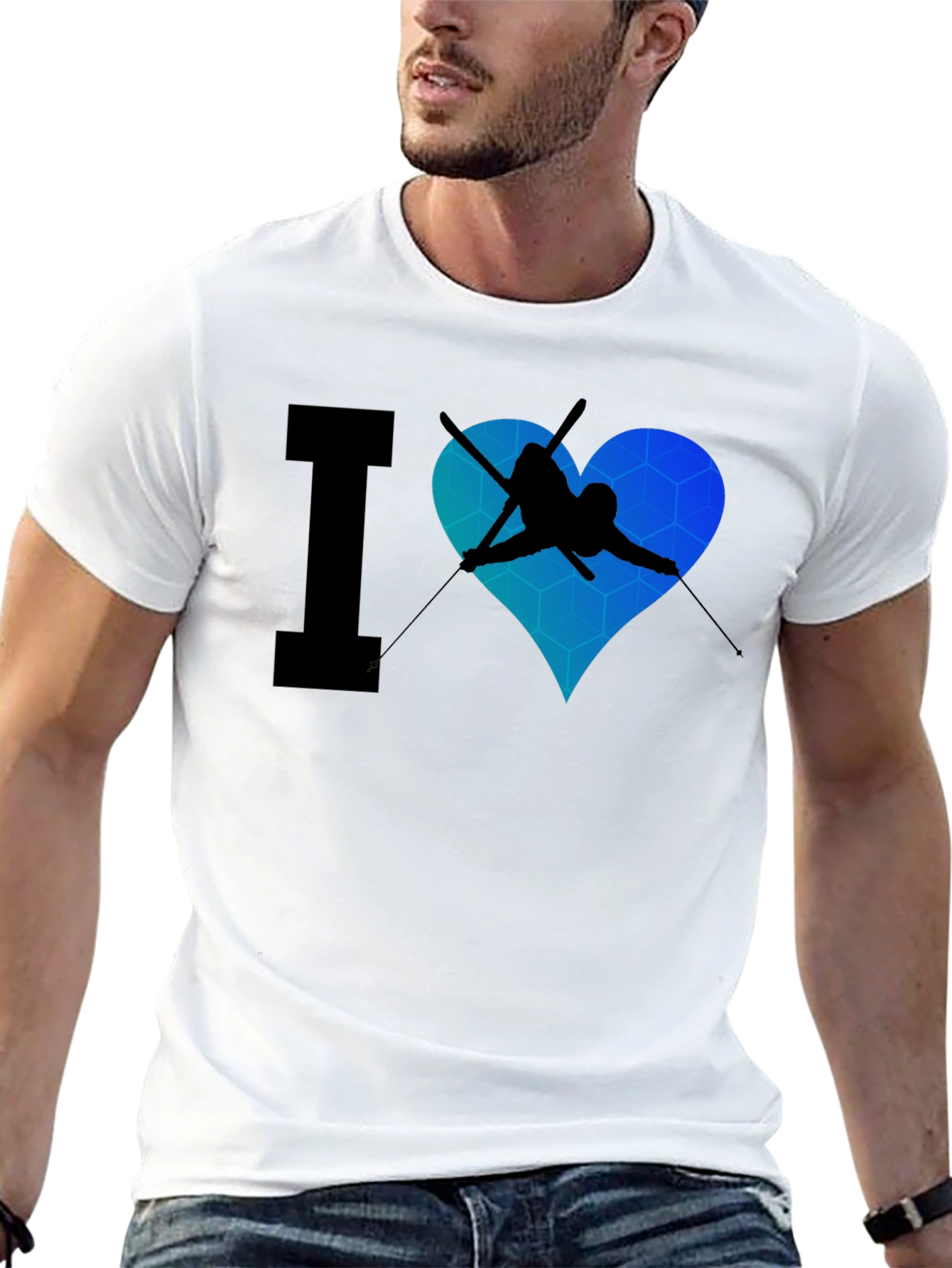 I Heart Skiing Black T-Shirt