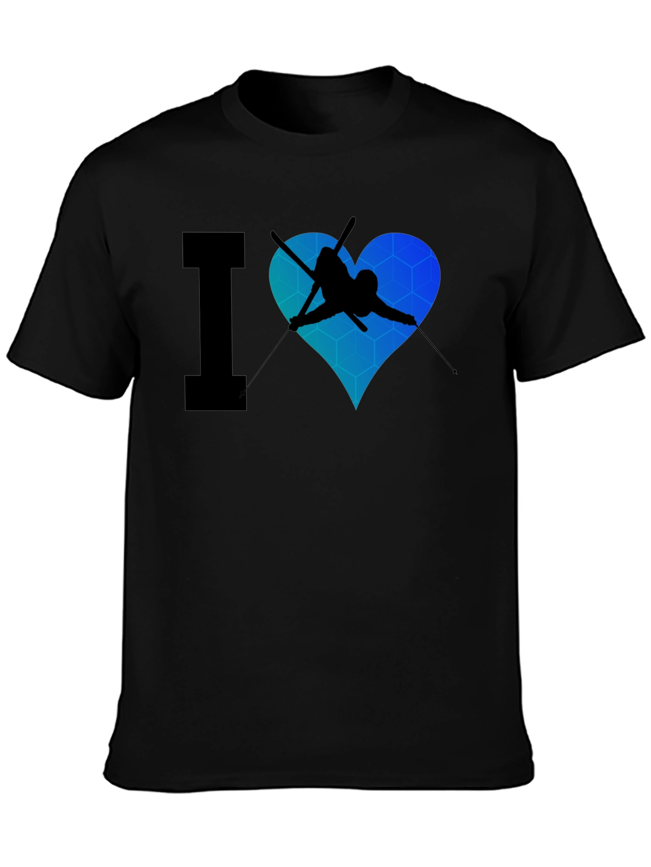 I Heart Skiing Black T-Shirt