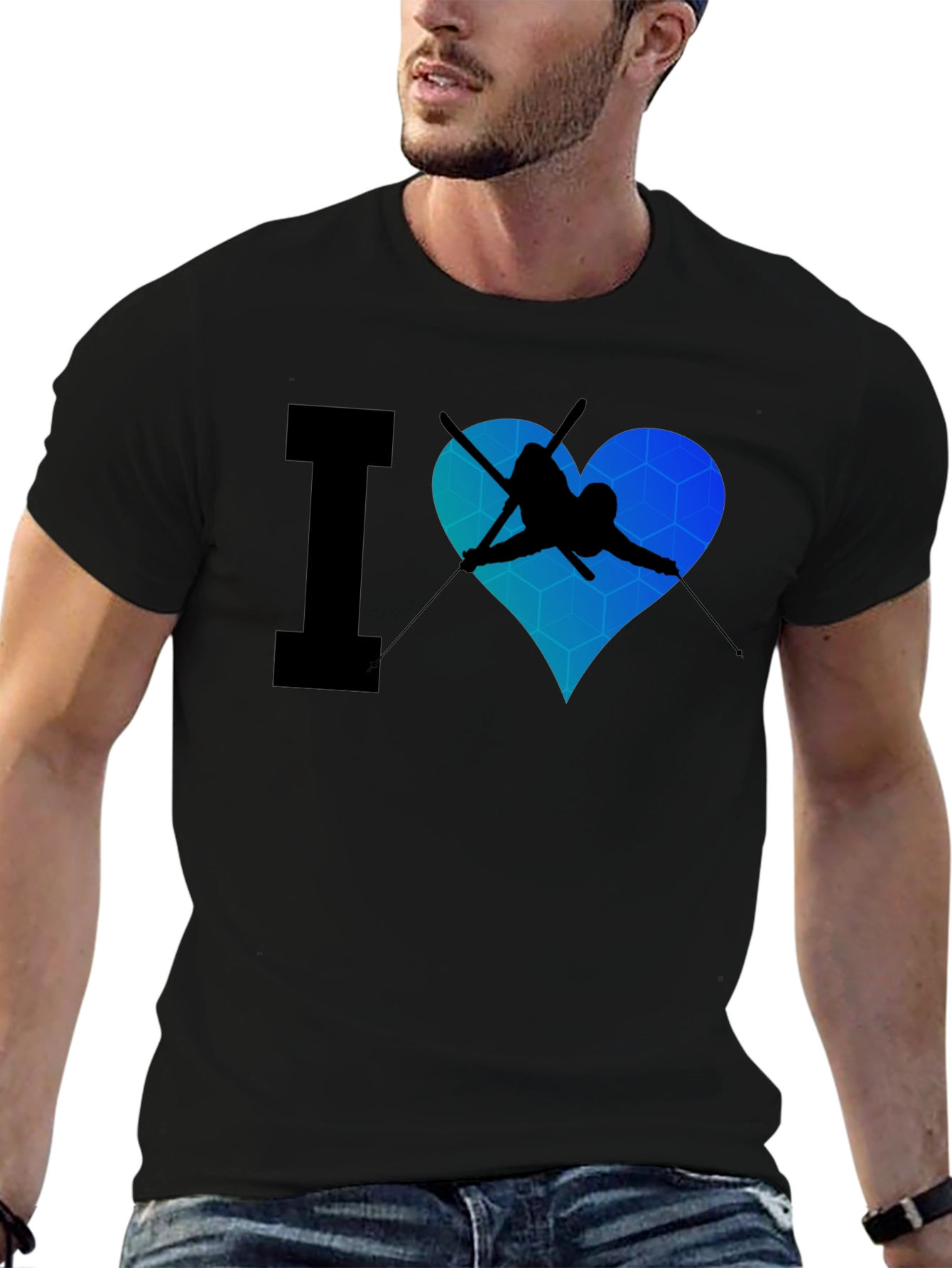 I Heart Skiing Black T-Shirt