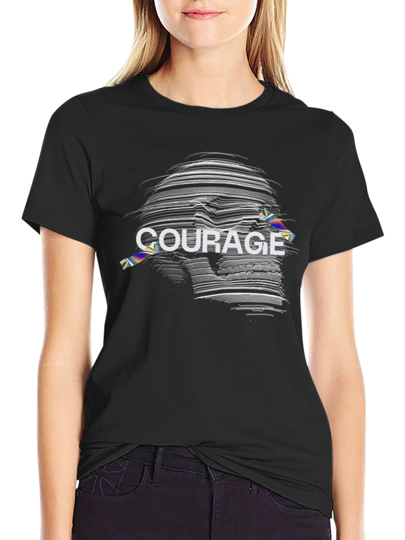 Courage Skull Graphic Print T-Shirt