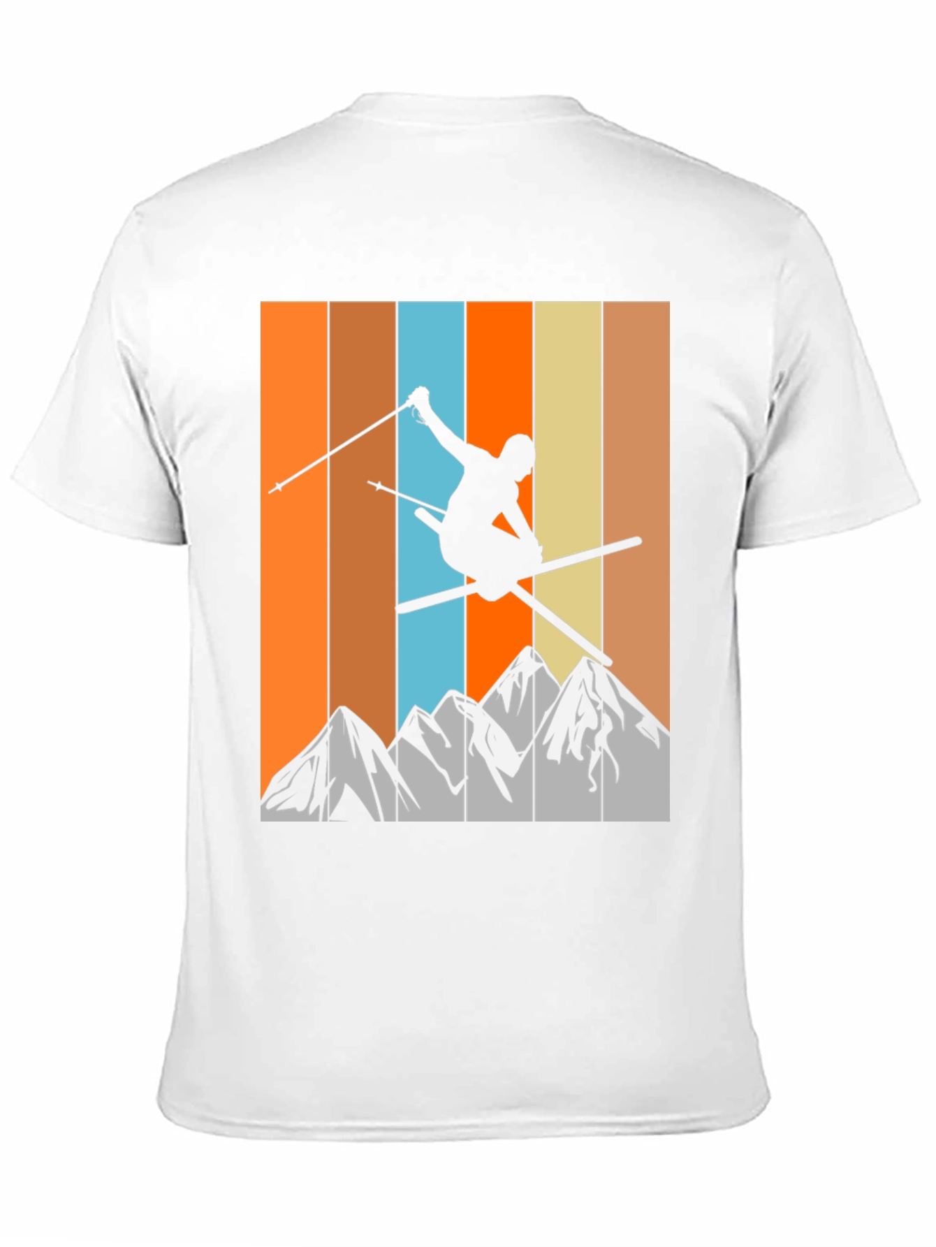 Retro Skiing T-Shirt - Mountain Silhouette Tee