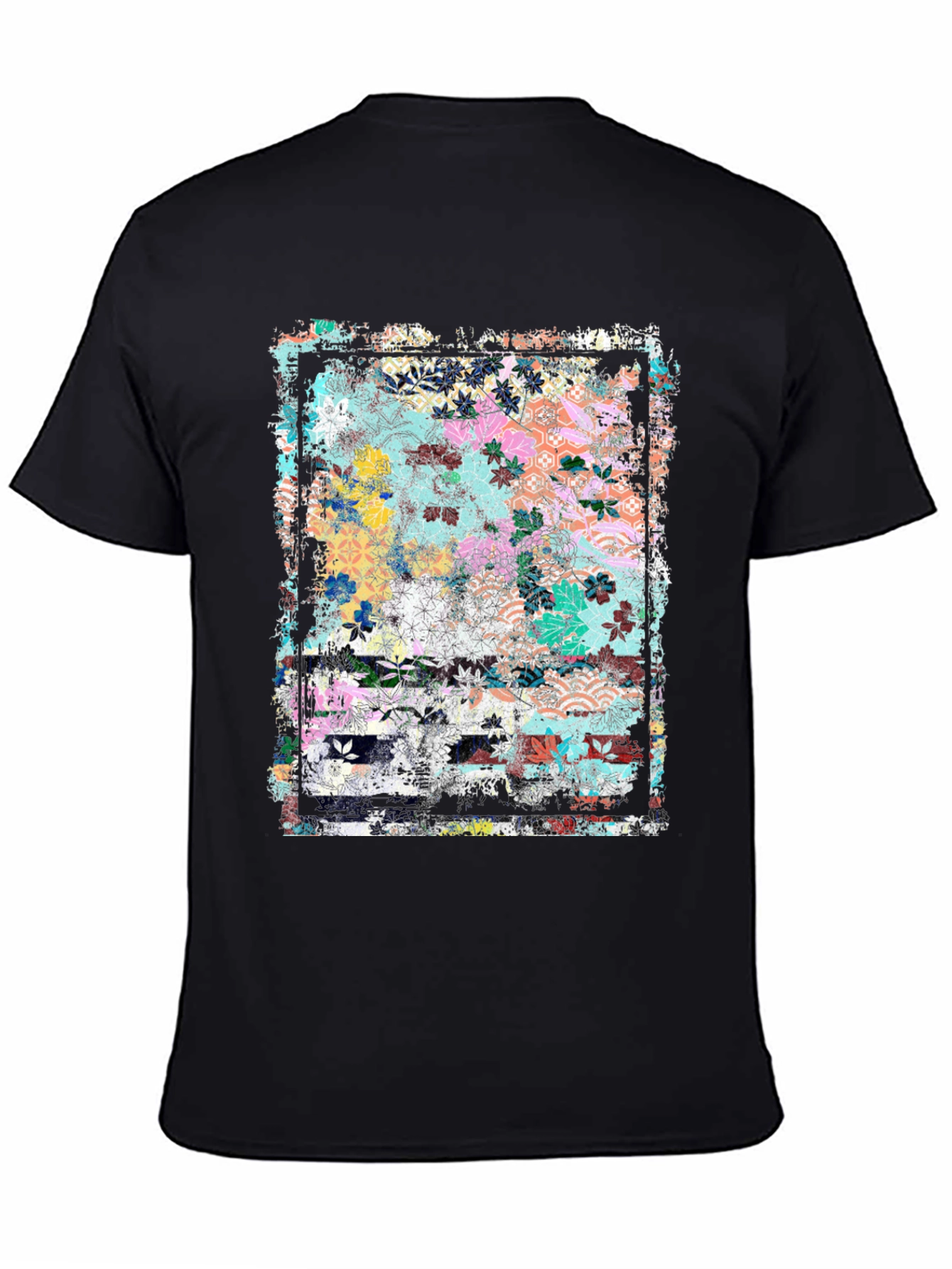 Floral Art Graphic Tee - Grunge Style