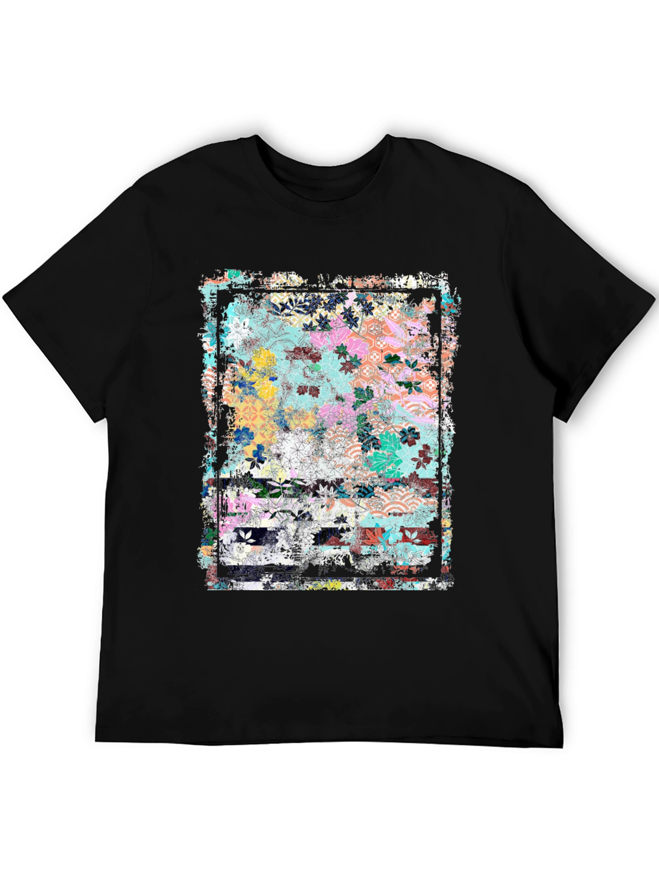 Floral Art Graphic Tee - Grunge Style