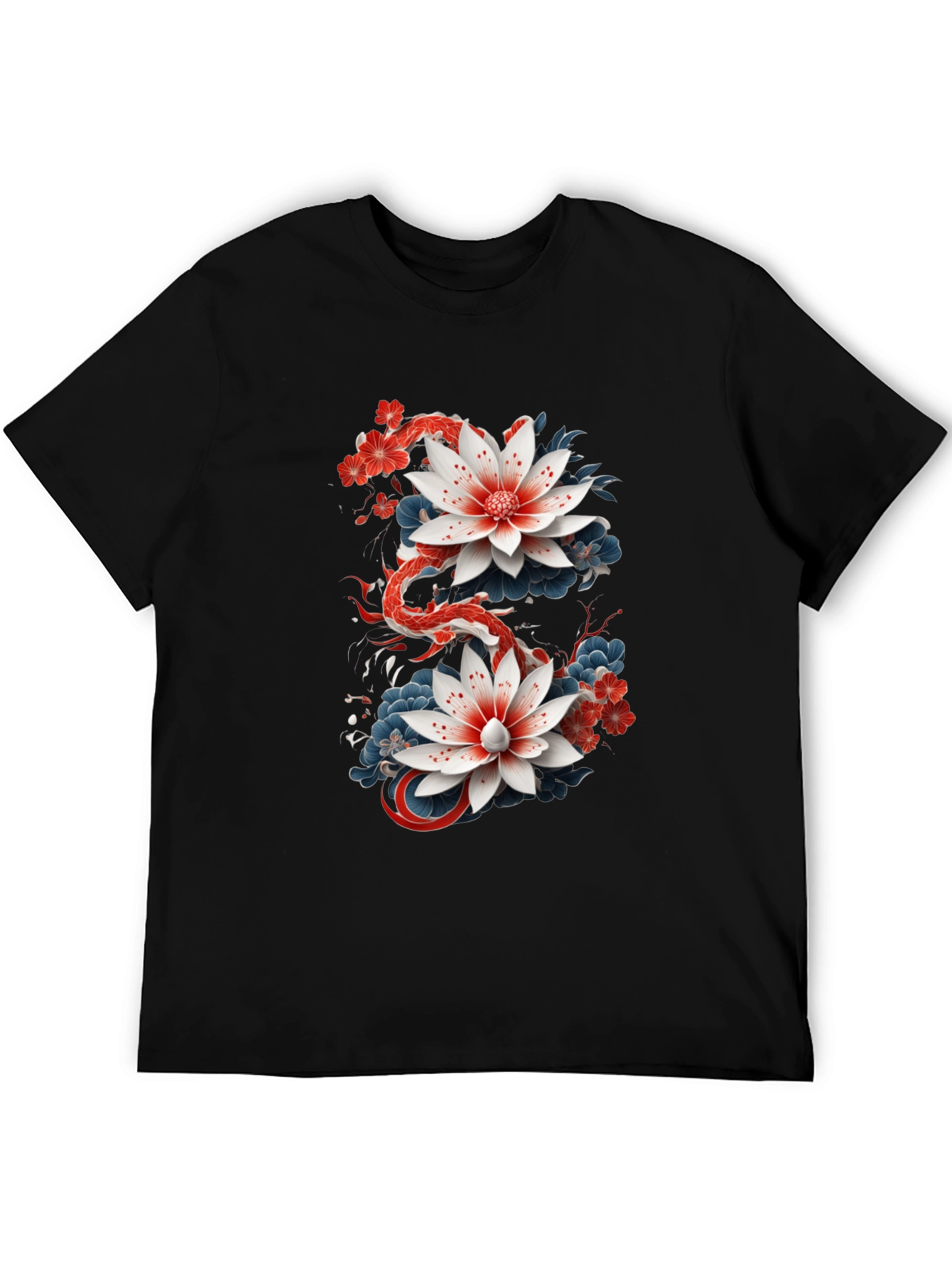 Floral Dragon Graphic Tee - Black