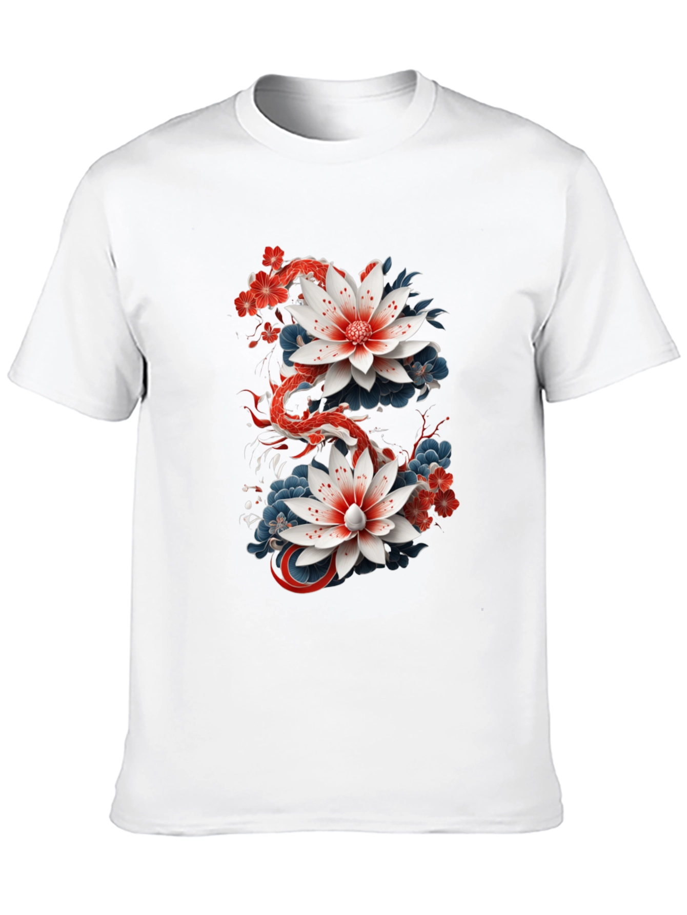 Floral Dragon Graphic Tee - Black