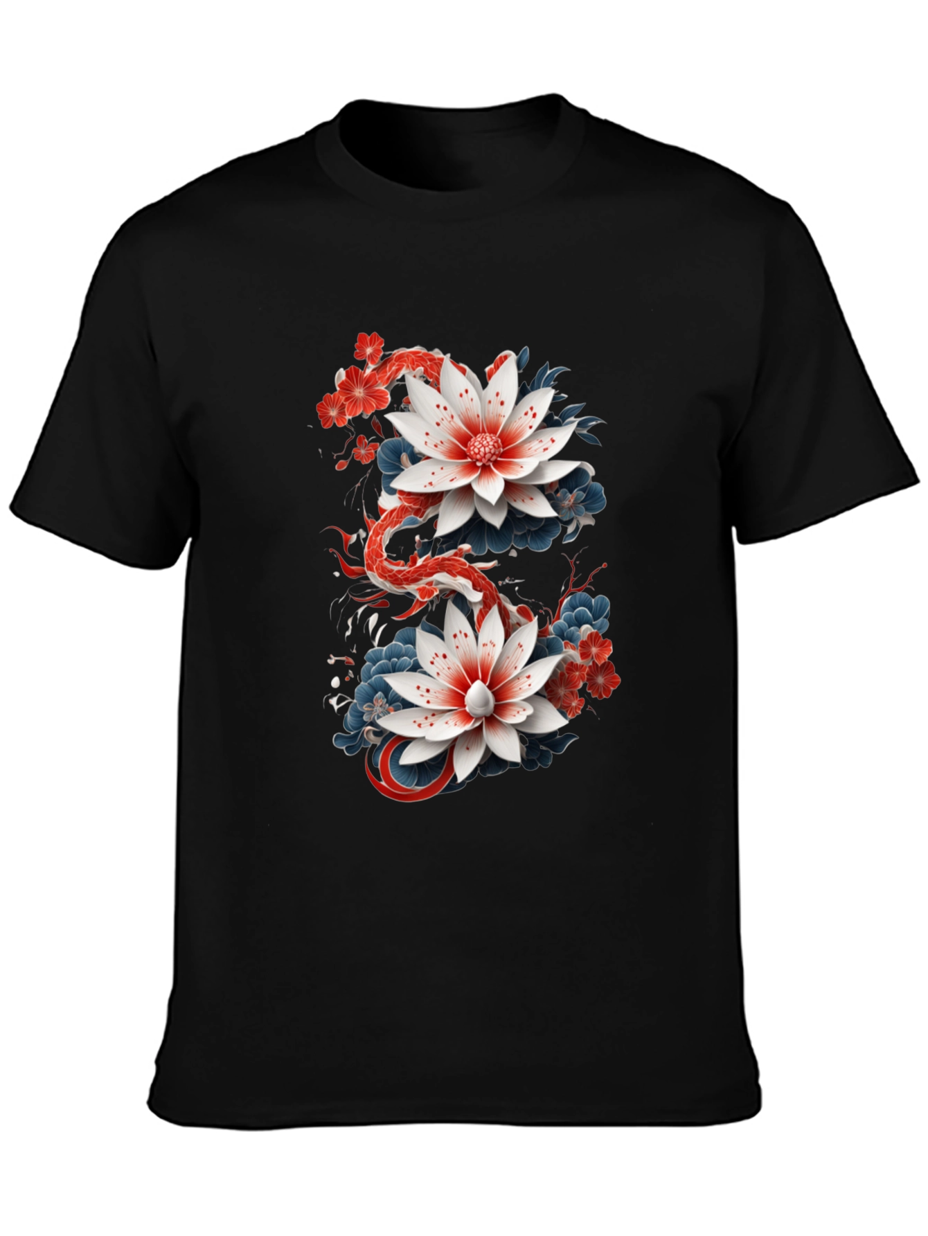 Floral Dragon Graphic Tee - Black