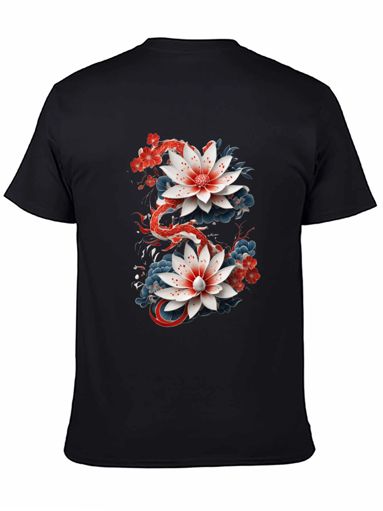 Floral Dragon Graphic Tee - Black