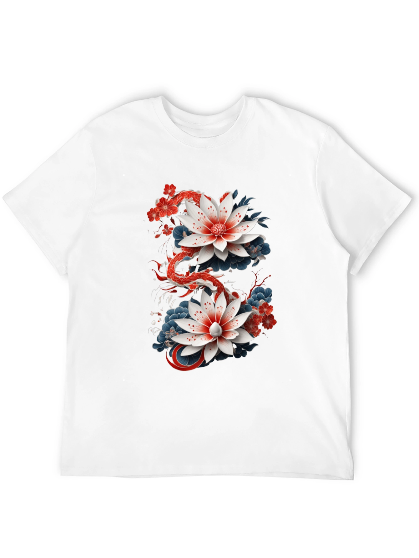 Floral Dragon Graphic Tee - Black