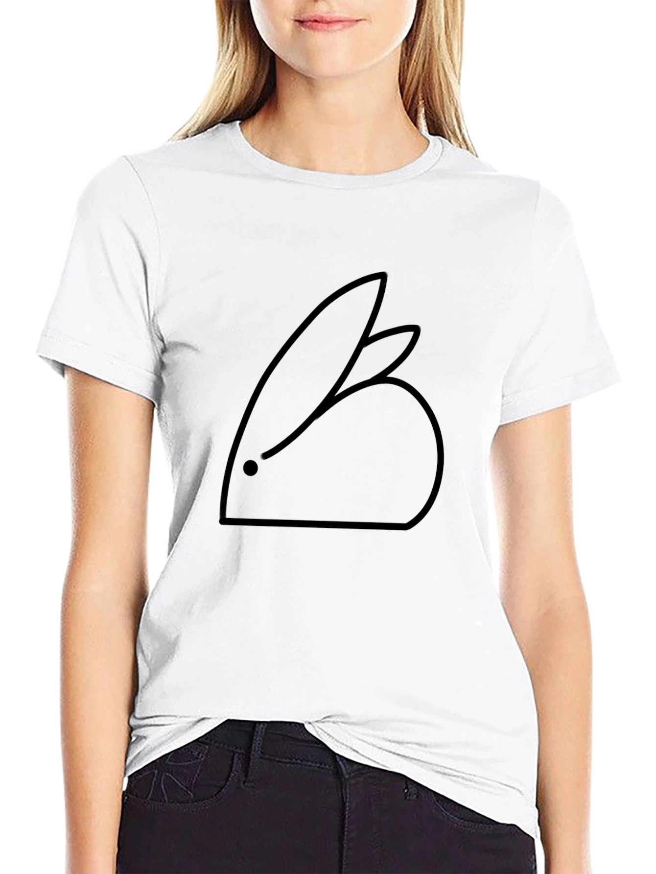 Minimalist Rabbit T-Shirt - Sleek Black Tee