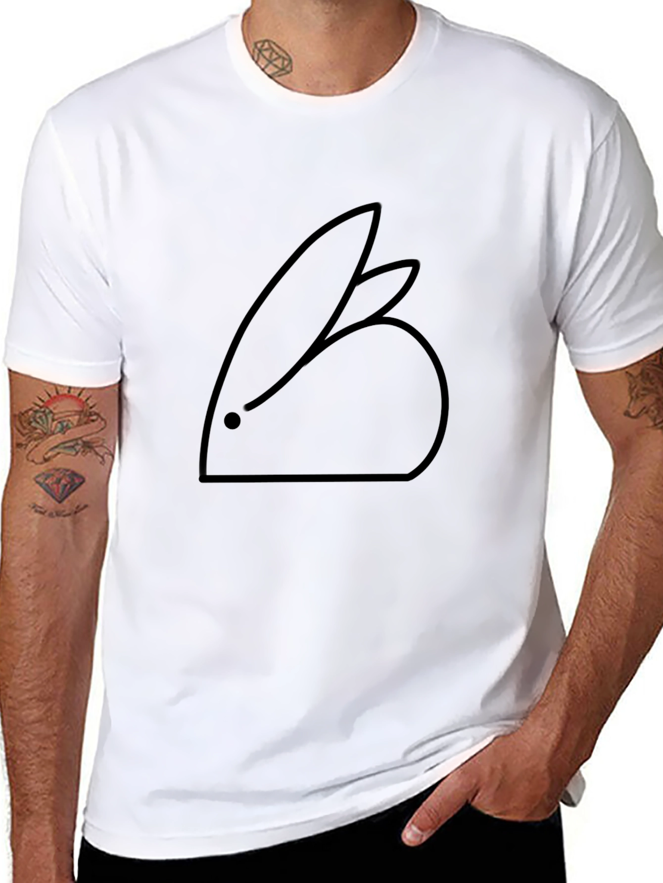 Minimalist Rabbit T-Shirt - Sleek Black Tee