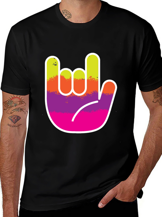 Rock On Hand Graphic Tee - Black