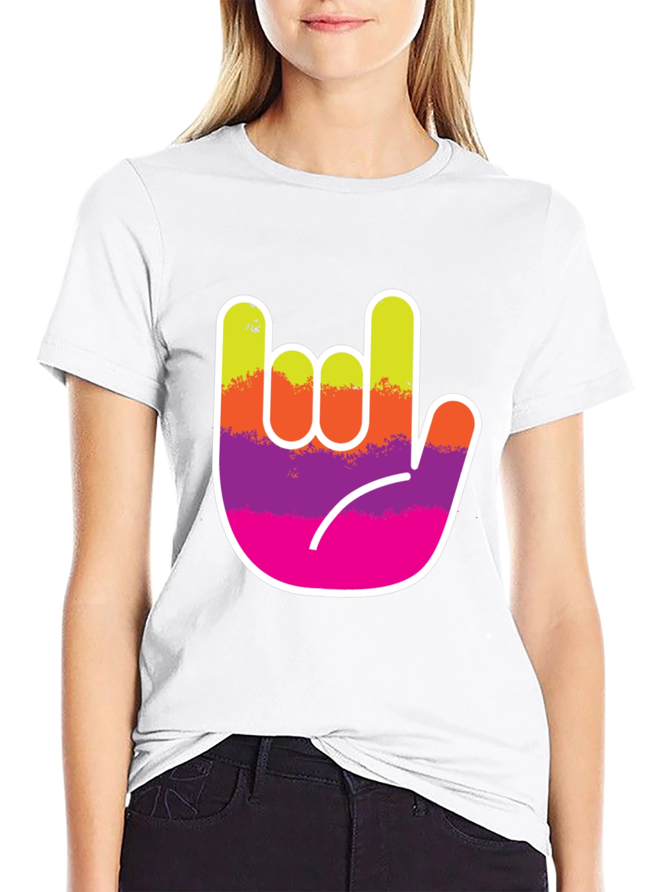 Rock On Hand Graphic Tee - Black