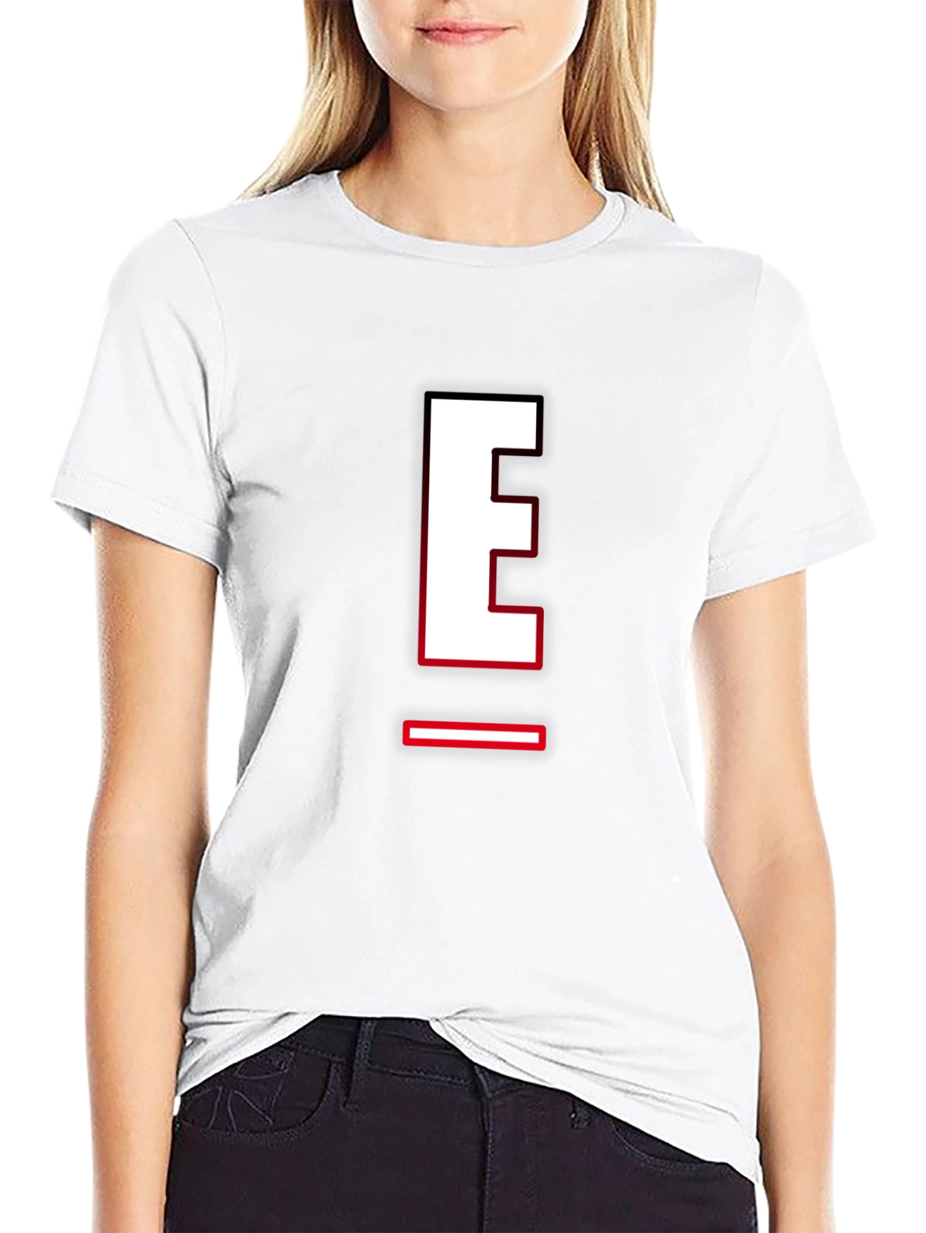 Letter E Graphic T-Shirt - Black