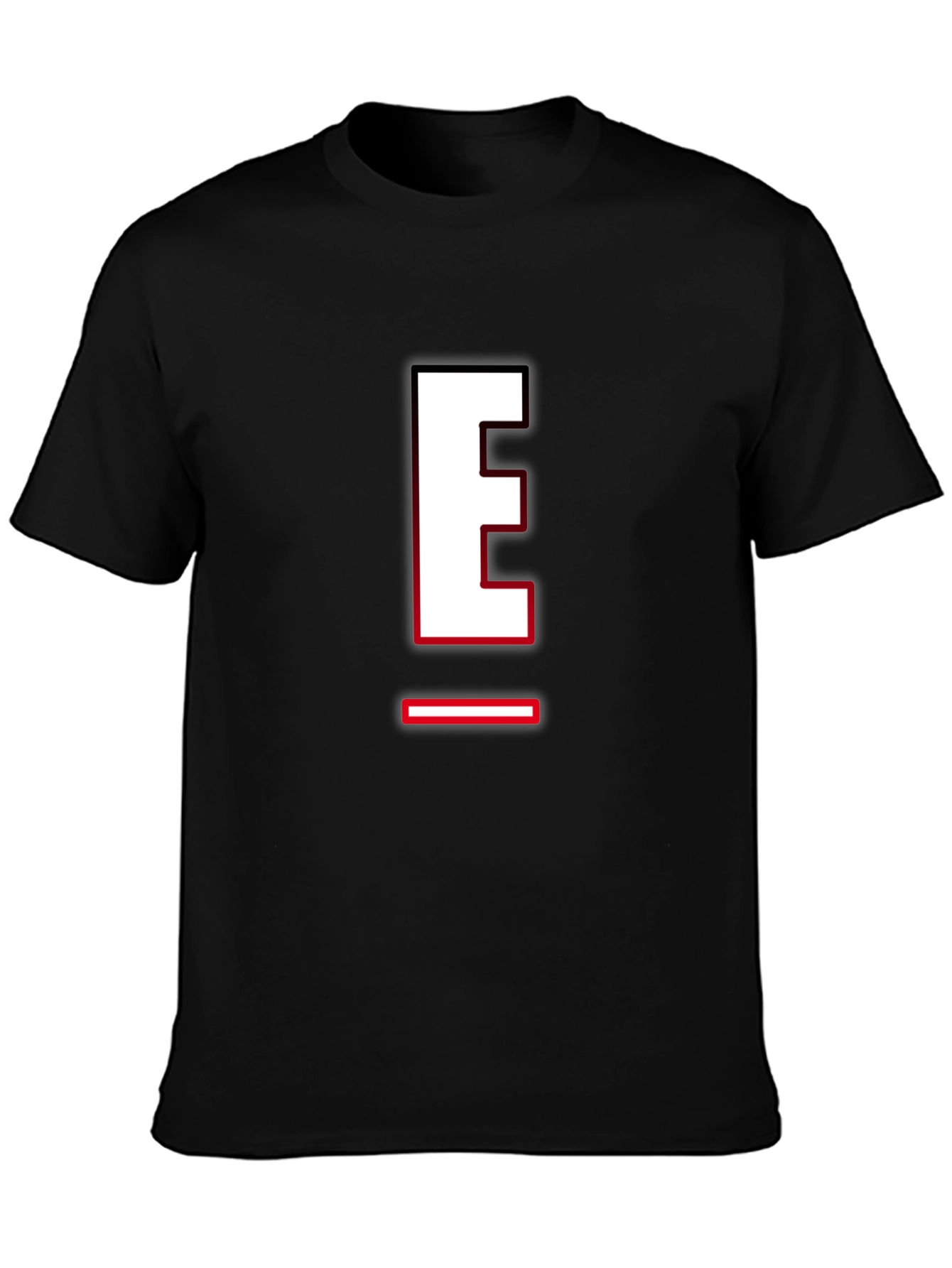 Letter E Graphic T-Shirt - Black