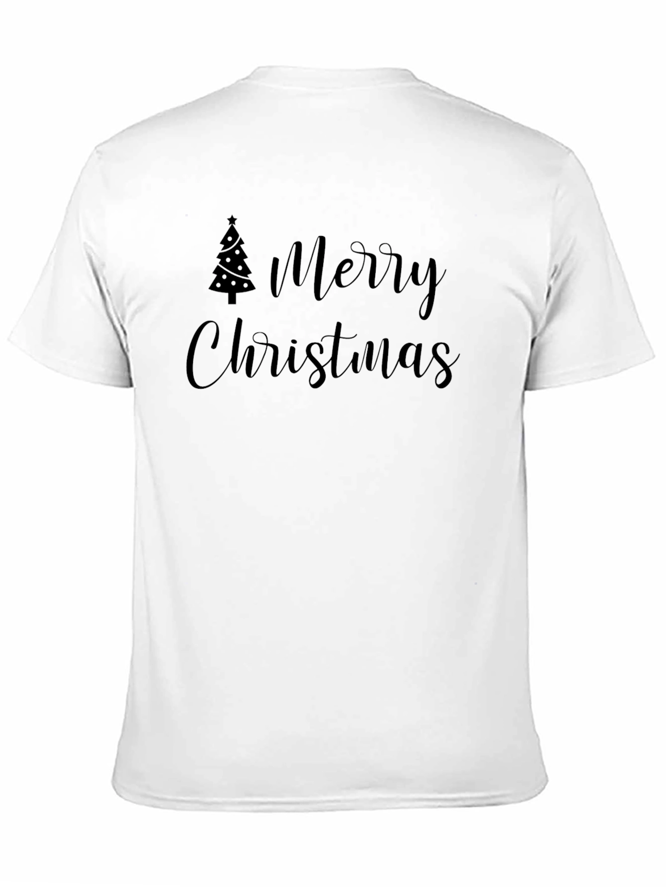 Merry Christmas Tree Graphic Tee - Black Holiday Shirt
