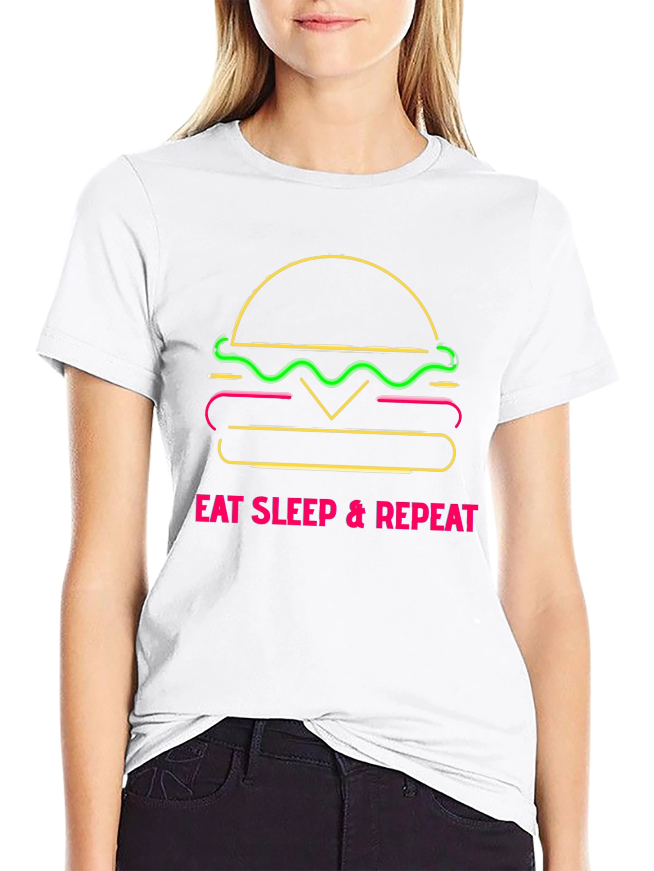 Eat Sleep Repeat Burger Graphic Tee