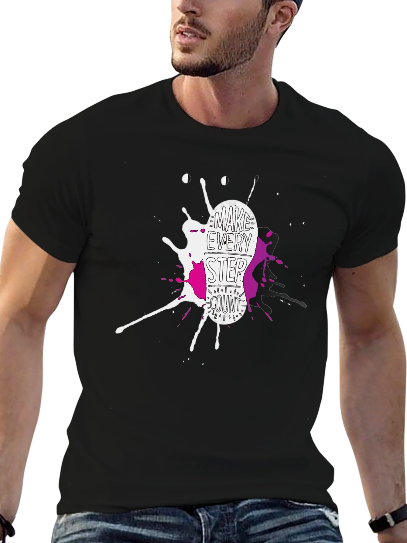 Make Every Step Count Graphic T-Shirt - Black