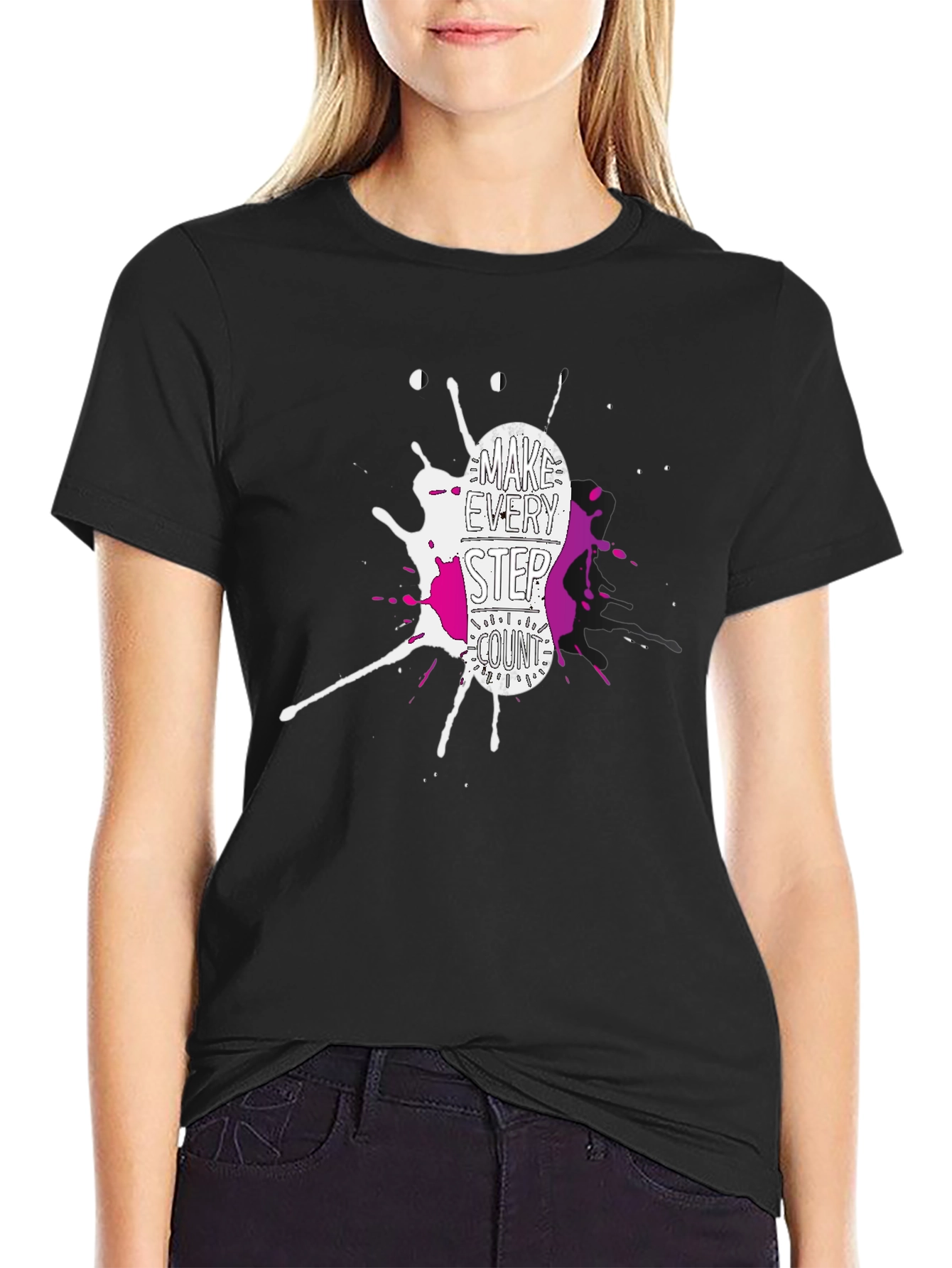 Make Every Step Count Graphic T-Shirt - Black