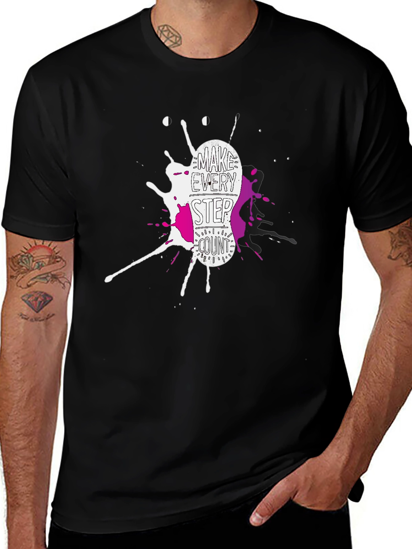 Make Every Step Count Graphic T-Shirt - Black